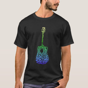 Typography Acoustic Guitar Men´s T-Shirt Black