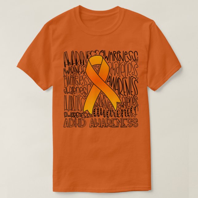 Typography ADHD Awareness Men Women ADHA Awareness T-Shirt (Design Front)