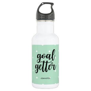 Typography and Dots   Mint Green Goal Getter 532 Ml Water Bottle