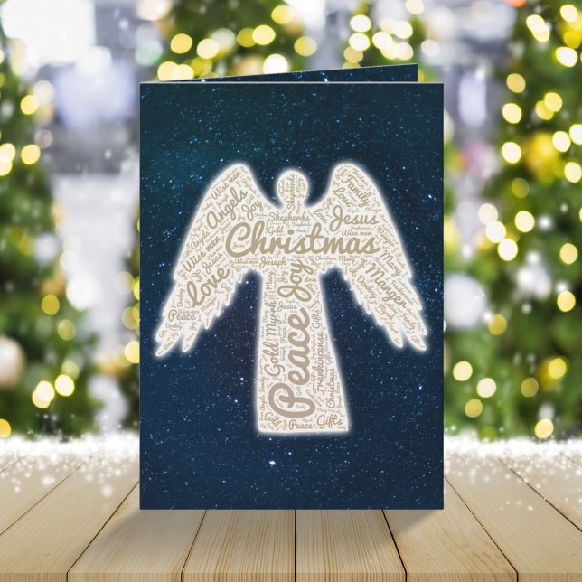 Typography angel gold Christian Christmas  Holiday Card (Creator Uploaded)