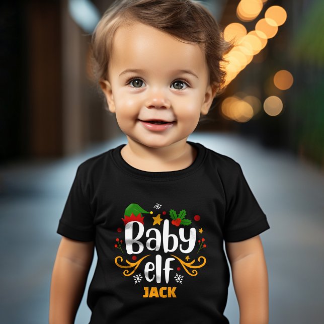 Typography Baby Elf Fun Family Matching Baby T-Shirt (Creator Uploaded)