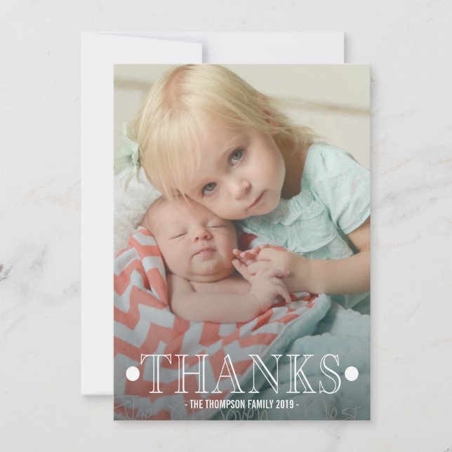 Typography Baby Thank You Photo Flat Card (Front)