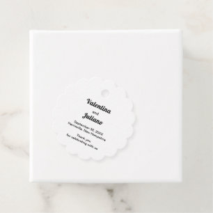 Typography-Based Black and White Scalloped Favour Tags