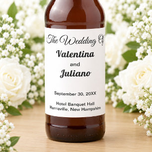 Typography-Based Black and White Wedding Beer Bottle Label