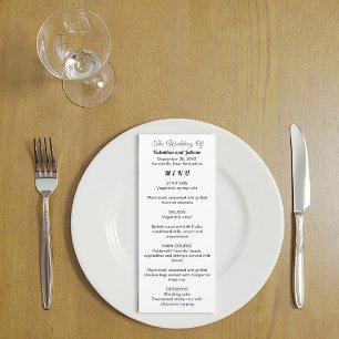 Typography-Based Black and White Wedding Menu Card