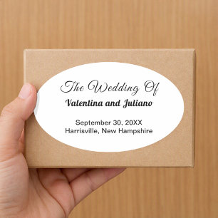 Typography-Based Black and White Wedding Oval Sticker