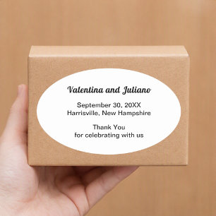 Typography-Based Black and White Wedding Oval Sticker