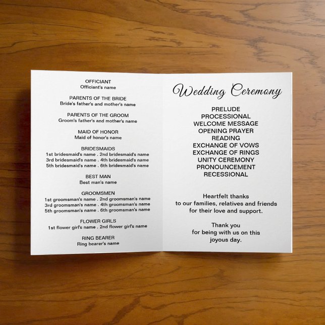 Typography-Based Black and White Wedding Program Programme (Creator Uploaded)