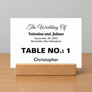 Typography-Based Black and White Wedding Table Number