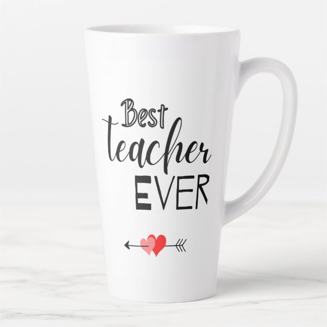 Typography Best Teacher Ever Latte Mug (Right)