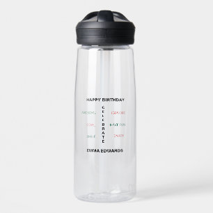 Typography, Birthday Cute and Awesome Water Bottle