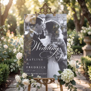 TYPOGRAPHY BLACK AND WHITE PHOTO WEDDING ACRYLIC SIGN