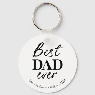 Typography Black Father's Day Keychain