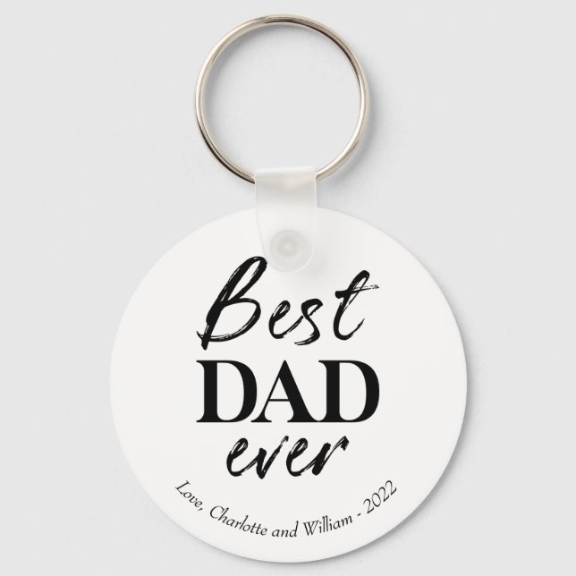 Typography Black Father's Day Keychain (Front)