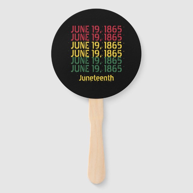 Typography Black History June 19 1865 Juneteenth Hand Fan (Front)