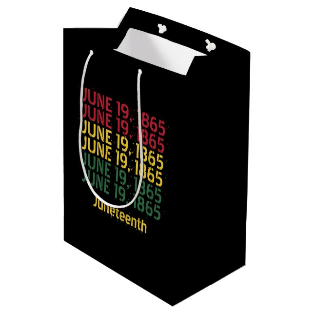 Typography Black History June 19 1865 Juneteenth Medium Gift Bag (Back Angled)