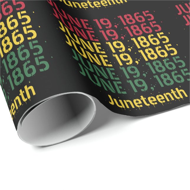 Typography Black History June 19 1865 Juneteenth Wrapping Paper (Roll Corner)