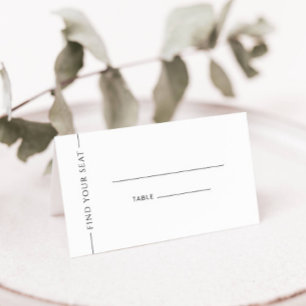 Typography Black White Folded Wedding Place Card