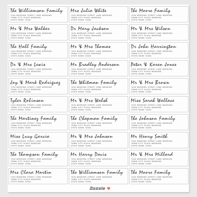 Typography Black & White Guest Address Labels (Sheet)