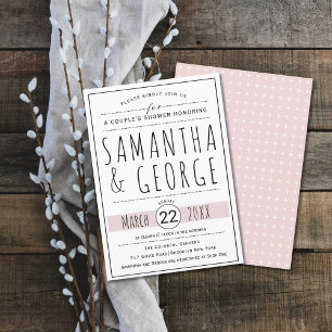 Typography blush pink wedding couple's shower invitation