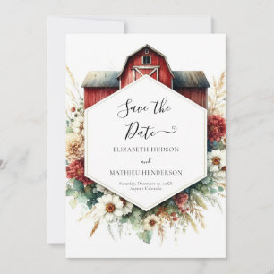 Typography Boho Barnyard Wedding Save The Date