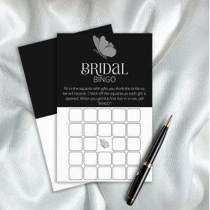 Typography Butterfly bridal shower bingo game