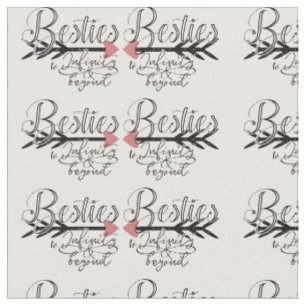 typography calligraphic pattern Best friends BFF Fabric