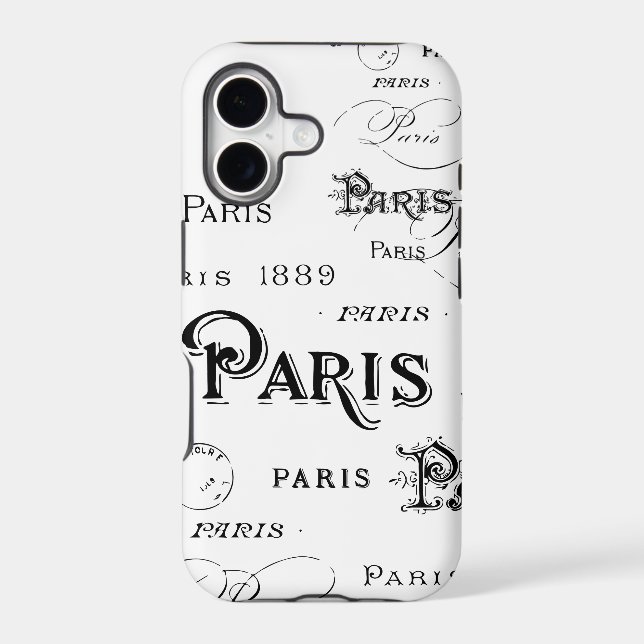 Typography Calligraphy Paris France Eiffel Tower (Back)