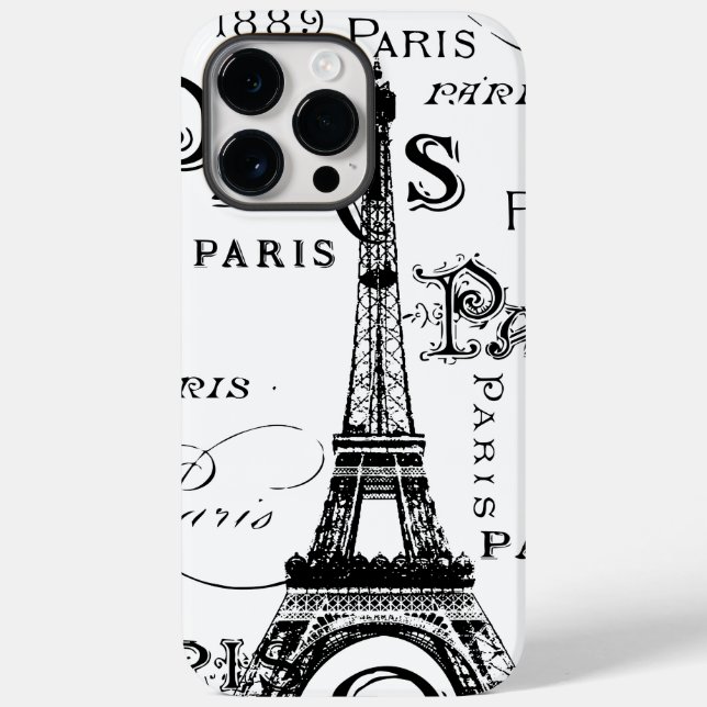 Typography Calligraphy Paris France Eiffel Tower Case-Mate iPhone Case (Back)