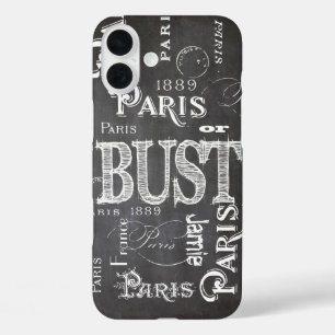 Typography Calligraphy Paris France Eiffel Tower iPhone 16 Plus Case