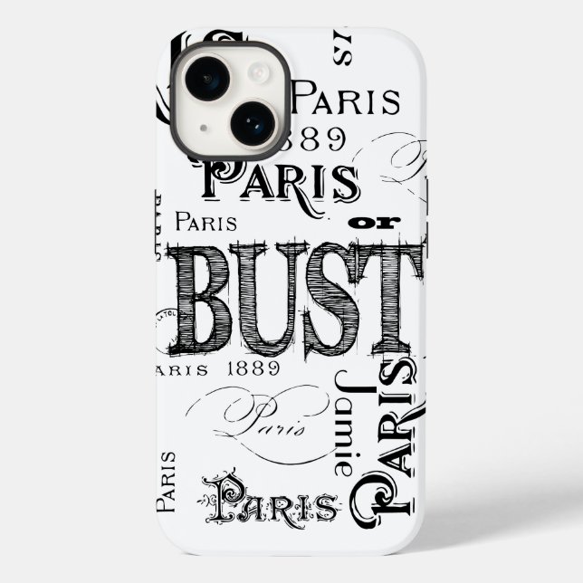 Typography Calligraphy Paris France Eiffel Tower Case-Mate iPhone Case (Back)