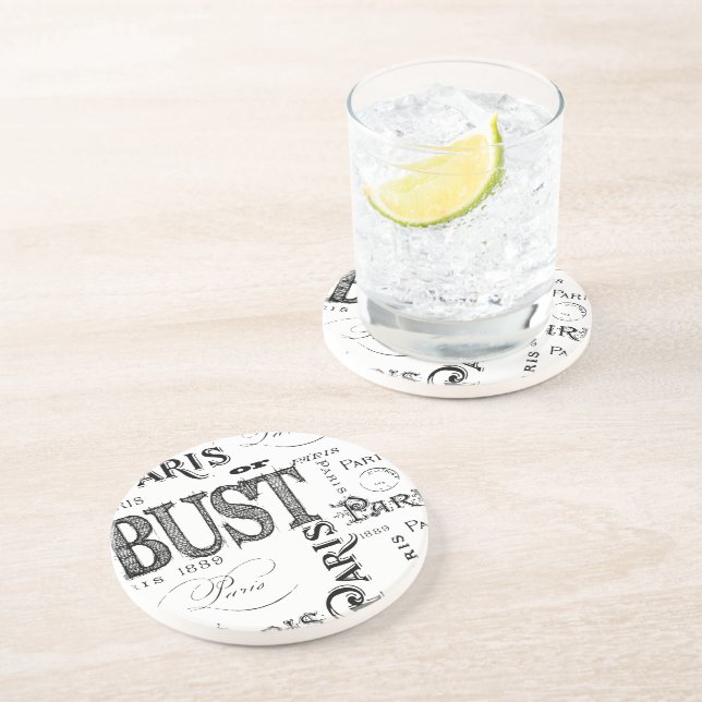 Typography Calligraphy Paris France Eiffel Tower Coaster (Side)