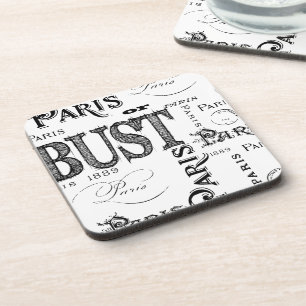 Typography Calligraphy Paris France Eiffel Tower Coaster