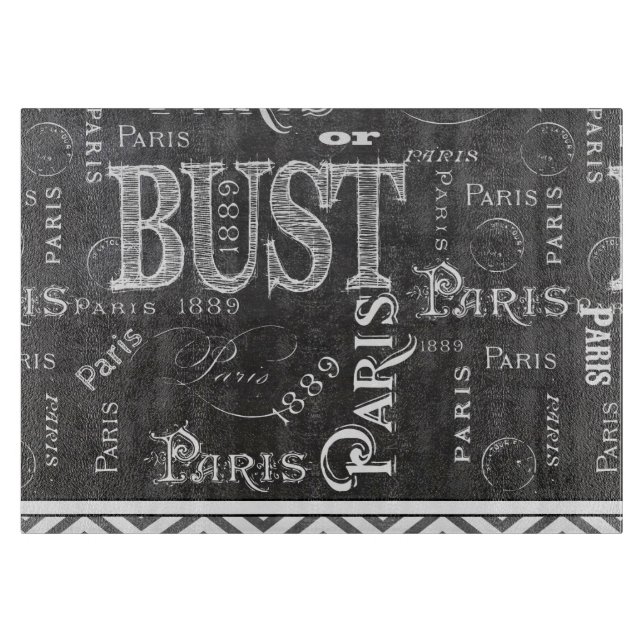 Typography Calligraphy Paris France Eiffel Tower Cutting Board (Front)