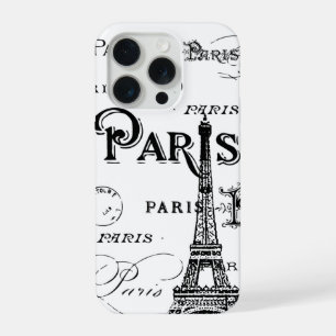 Typography Calligraphy Paris France Eiffel Tower iPhone 15 Pro Case