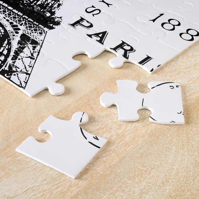 Typography Calligraphy Paris France Eiffel Tower Jigsaw Puzzle (Side)