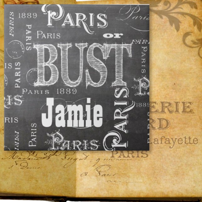 Typography Calligraphy Paris France Eiffel Tower Tile (Creator Uploaded)