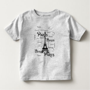 Typography Calligraphy Paris France Eiffel Tower Toddler T-Shirt