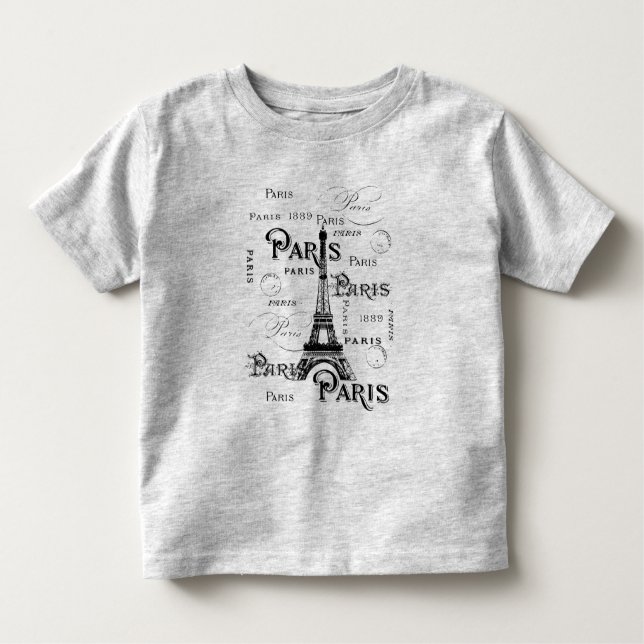 Typography Calligraphy Paris France Eiffel Tower Toddler T-Shirt (Front)