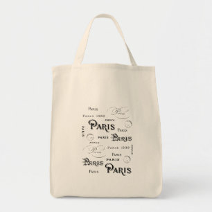 Typography Calligraphy Paris France Eiffel Tower Tote Bag