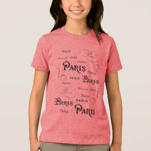 Typography Calligraphy Paris France Eiffel Tower Tri-Blend Shirt