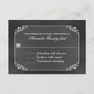 Typography Chalk Board Wedding RSVP Card