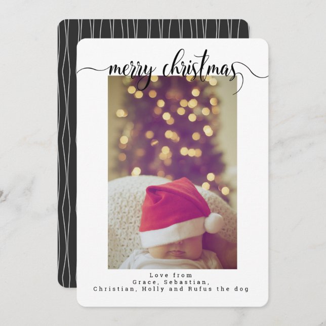 Typography Christmas Photo Personalised Card (Front/Back)
