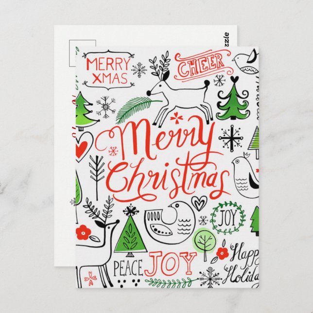 Typography Christmas Postcard (Front/Back)