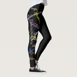 Typography Colourful Words Of Motivation Leggings