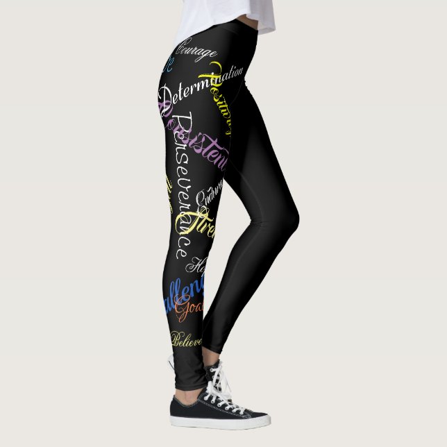 Typography Colourful Words Of Motivation Leggings (Right)