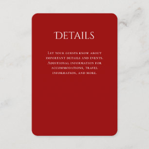 Typography Curved Red Wedding Details Enclosure Card
