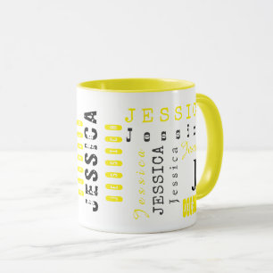 Typography Custom Repeating Name & Monogram Mug