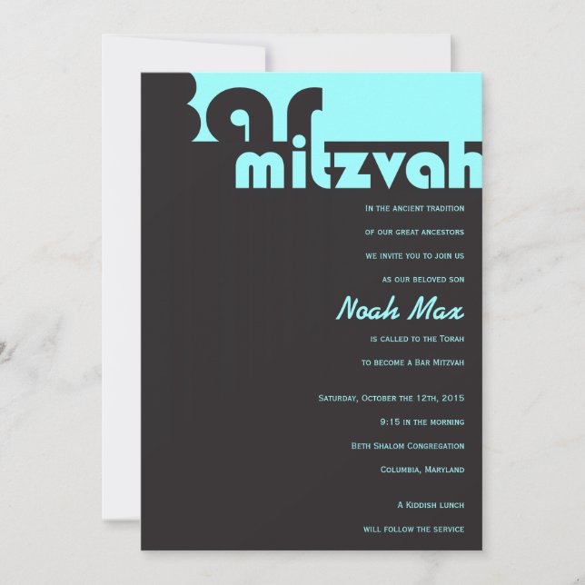 TYPOGRAPHY Customisable Bar Mitzvah Invitation (Front)