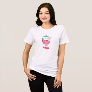Typography Cute as Hell Cat Cupcake T-Shirt Tri-Blend Shirt